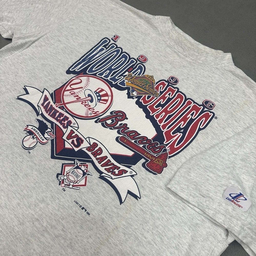 Vintage 90s Logo Athletic NY Yankees ATL Braves 1996 World Series Shirt Size XL